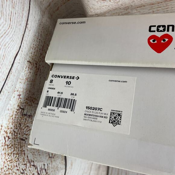Converse x PLAY Comme des Garçons Chuck 70 Sz M 8 / W10 Sneakers Heart - Picture 11 of 11